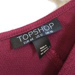 Topshop  burgundy 3/4 sleeve vneck zipper back blouse US size 12‎ Photo 2
