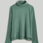 Madewell Relaxed High-Low Rib Sage Green Turtleneck Photo 0
