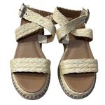 Universal Threads Universal Thread Platform Straw Sandal Size 8 Cross Strap New Raffia Photo 1