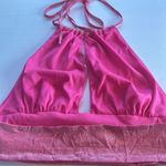 NWOT Metallic Pink Ruched Cut Halter Neck Crop Top Photo 4