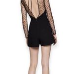 BCBGeneration new ❤︎︎ Sweetheart Flocked Tulle Panel Open Back Romper ❤︎︎ Black Photo 12