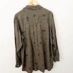 Chico's DESIGN | Olive Army Green Black Print Abstract Button Down | Size 3, XL Photo 4