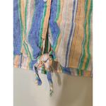 Talbots Orange Blue Stripe Short Sleeve Linen Top Womens M Tie Bottom Beachy Photo 1