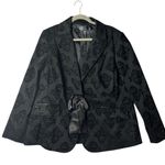 Apostrophe Blazer Womens 18W Black Velvet Floral Career Professional Formal Photo 0