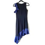 Slate + Willow Black & Blue Ruffled Asymmetrical Midi Dress Size 2 Photo 1