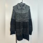 EXPRESS Striped Black/Grey Mohair/Wool Long Sleeve Belted Sweater Dress Large Photo 1