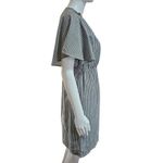 Judith March  Striped Flutter Sleeve V-Neck Dress Floral Applique S Retro Photo 3