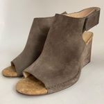 Clarks Cork Wedge Shoes Women's 7M Suede Slip On Casual Peep Toe Sandals Photo 6