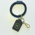 Boulevard Keychain wristlet, black and gold tone carabin closure Photo 4