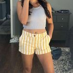 Old Navy High Waist Yellow and White Striped Shorts Photo 2