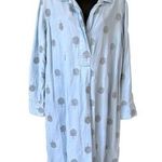 Soft Surroundings Paisley Park Chambray Peacock Feather Embroidered Shirt Dress Photo 0