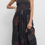 Urban Outfitters ‎ UO Simonette Embroidered Midi Dress Lace Up Back Size Medium Photo 0