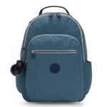 Kipling Teal Blue Solid Relaxed Backpack with Keychain Photo 0