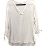 Jane and Delancey  Womens Blouse Size L‎ White Swiss Dot Summer Boho 3/4 Sleeve Photo 0