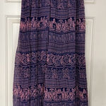 Wide Leg Pull On Harem Pants With Bird & Elephant Boho Hippie Print Blue Photo 0