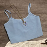 Tic Toc  Light Blue Ribbed Tank Top Photo 0