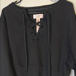 Victoria's Secret  NWT Black Lace-Up cropped Sweatshirt Medium Photo 2