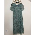 Coldwater Creek Green Floral Mesh Overlay Maxi Dress XS Photo 1