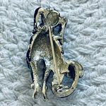 vintage green gold poodle with red rhinestone eyes Brooch pin Photo 1