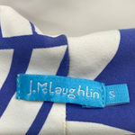 J. McLaughlin Faux Wrap Surpice V Neck Jersey Knit Knee Length Dress White Blue S Photo 6