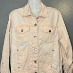 Chico's  Denim Jacket Women's Small Pink Jean Trucker Button Front Blush Soft Photo 0
