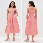 Hunter Bell Cosi Striped Midi Dress Red Poppy White Button Front Size 2 NWT Photo 9