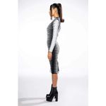 Akira Bodycon Midi Sweater Dress Black White Mock Neck Long Sleeve Size Small Photo 2