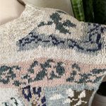 Vintage Leaf Knit Sweater Ramie Cotton Fall 90s Cozy Thanksgiving chunky large Green Photo 5