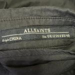 ALLSAINTS Black Short Sleeve Collared Button Down Pleated Midi Shirt Dress Sz 8 Photo 3