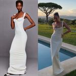 Helsa  Yasmin Maxi Dress Minimalist Ruched Slip Baby Yellow Ivory XS EUC Photo 11