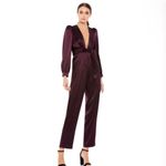 Mac Duggal  2647 Womens Plum Front Twist Puff Sleeve Jumpsuit Pants Photo 1