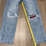 American Eagle  High Rise 90s Boyfriend Distressed Jeans Plaid Patches - 2 Short Photo 9