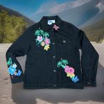 Diane Gilman Y2K DG2 by‎  DenimJacket M Embroidered FloralTropical Bright Cottage Photo 1