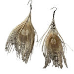 Womens feather earrings Tan Photo 0