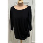 Alfani  Black Drapey‎ Blouse Minimalist Dressy Classic Career Photo 1
