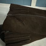 Vintage Brown Suede Sherpa Lined Chunky Heel Tall Boots Womens Size 6.5 Photo 1