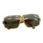 Vintage France Womens Square Frame Striped Brown White Plastic Polarized Rare Photo 9