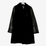 Vince  Black Leather-Sleeve Shawl Collar Wool Trench Minimalist Coat Size XS Photo 4