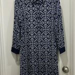 Diane Von Furstenberg Diane Von Furstenburg Sorrel Navy & White Knit Silk Long Sleeve Shirt Dress Sz S Photo 0