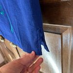 Victoria Holley Linen Blend Sheath Dress Blue Embroidered Fish Size 10 Vintage Photo 2