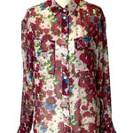 Equipment  Ivory‎ And Red Floral Print Silk Long Sleeve Button Down Top Size XS Photo 0