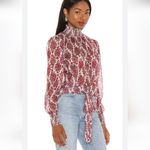 MINKPINK Nadia Floral Blouse Wine & White Crop Sheer Cottagecore Feminine Small Photo 5