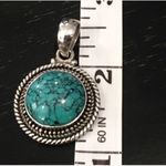 Sterling Silver BARSE Turquoise  Link Necklace With Rope Accent Around Pendant Photo 9