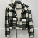 Abercrombie & Fitch Green and White Plaid Teddy Jacket Photo 0