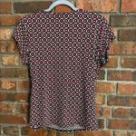 Notations  womens y2k wrap front cap sleeve blouse black/red petite medium Photo 3