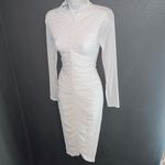 Pretty Little Thing  White Long Sleeve Bodycon Midi Dress Womens Small 4 Photo 3