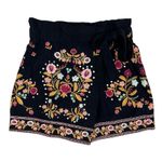 ZARA  Boho Embroidered Black Tie Waist Skort Skirt Shorts Size Small Photo 1