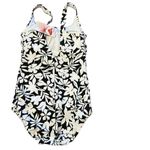 Lands' End Tank Soft Cup One Piece Swimsuit Black Havana Floral, size 4, NWT Photo 2