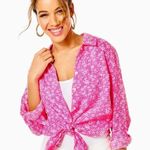 Lilly Pulitzer  Sea Coast Linen Blouse, Size Large, NIP Photo 0