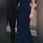 Amsale Long Bridesmaid Dress Gwyneth Navy Blue Size 4 Photo 1